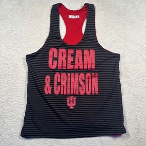 Indiana Hoosiers Tank Top Reversible Cream Crimson Striped‎ Racerback IU Women M
